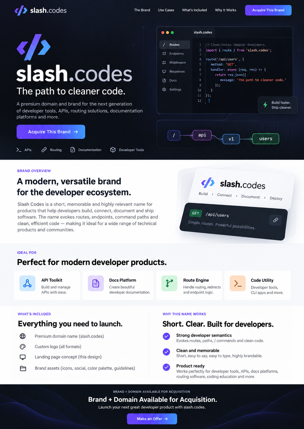 slash.codes landing page preview